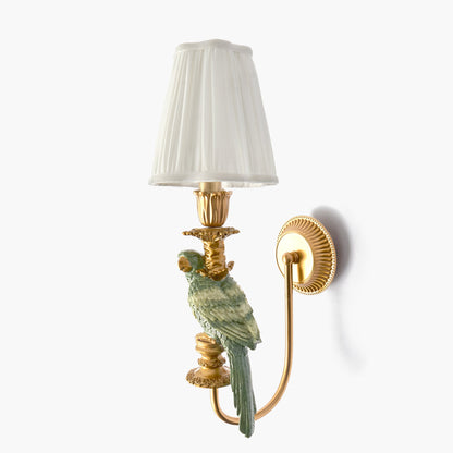 Olive Parrot Rechargeable Wall Light with Cream Pleated Shade (14cm)