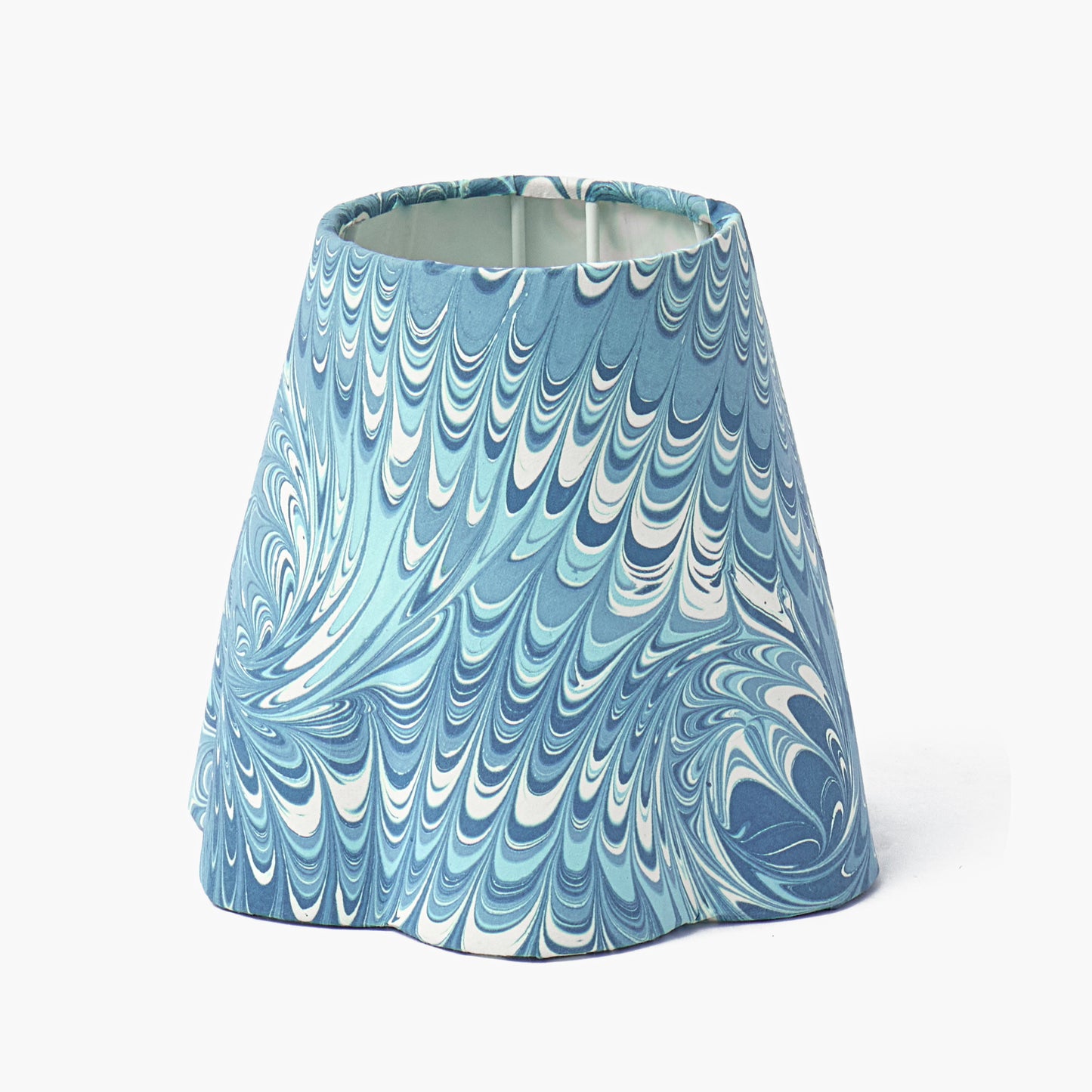 Bamboo Rechargeable Lamp with Blue Marble Shade (18cm)