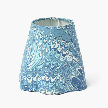 Bamboo Rechargeable Lamp with Blue Marble Shade (18cm)