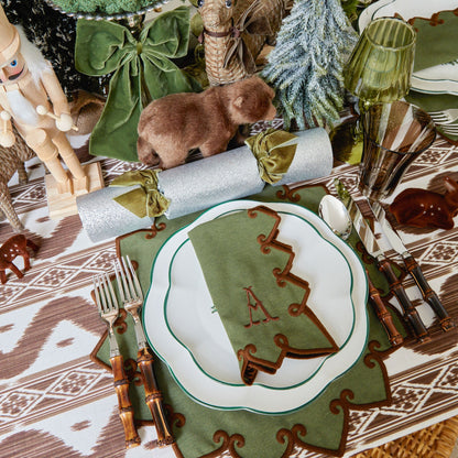 Forest Green & Brown Angelina Placemats & Napkins (Set of 4)