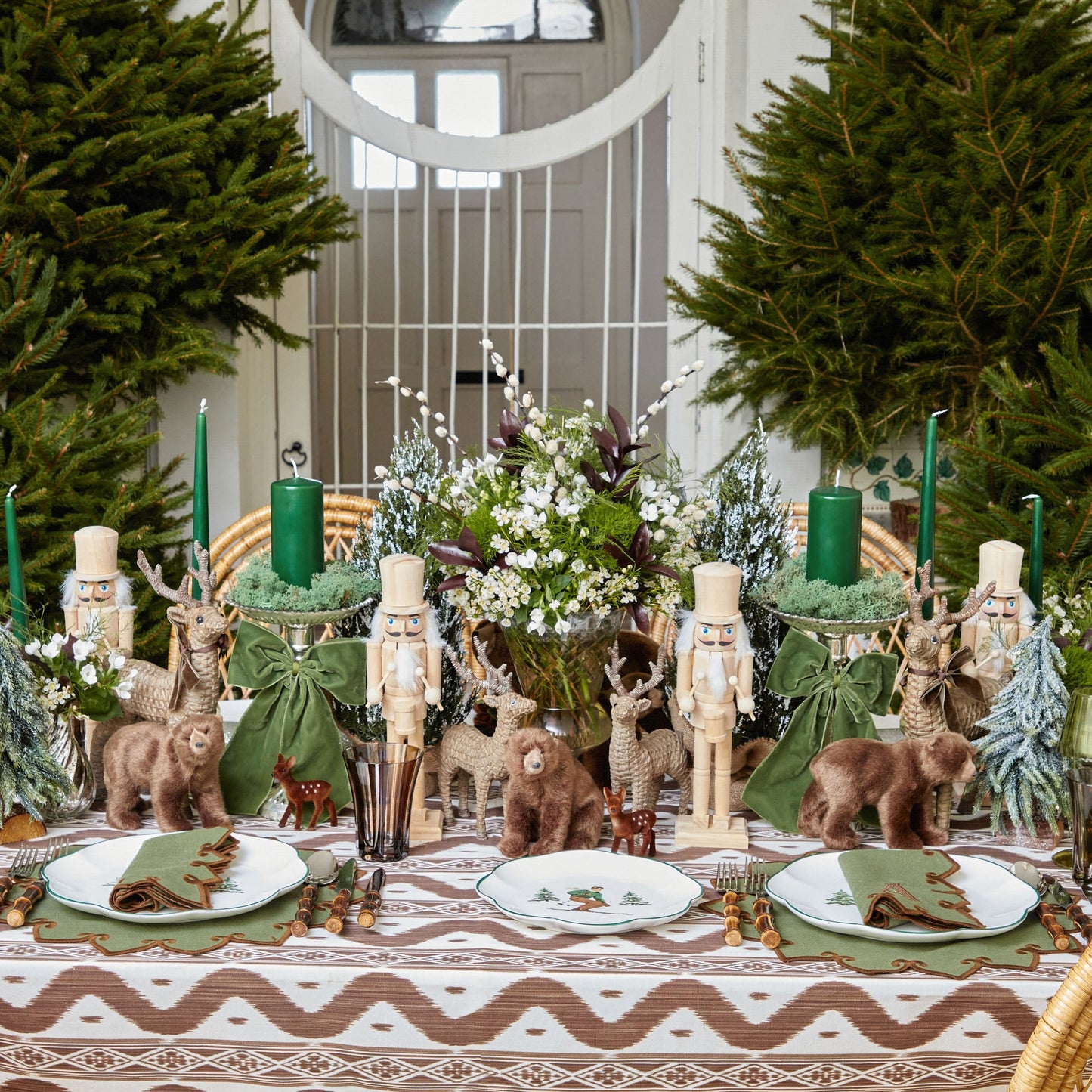Forest Green & Brown Angelina Placemats & Napkins (Set of 4)