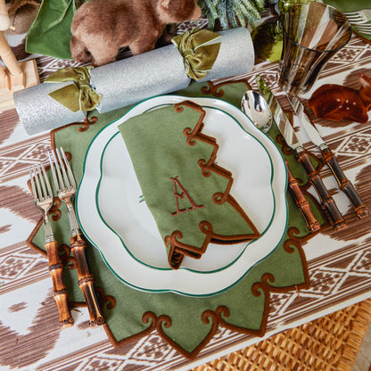 Forest Green & Brown Angelina Placemats & Napkins (Set of 4)