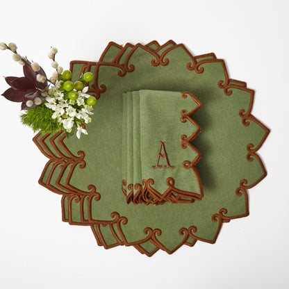 Forest Green & Brown Angelina Placemats & Napkins (Set of 4)