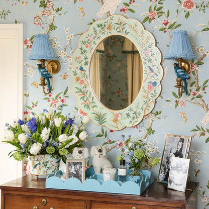 Duck-egg Blue Scalloped Lacquer Tray