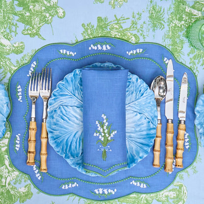 Blue Lily of the Valley Linen Placemats (Set of 4)
