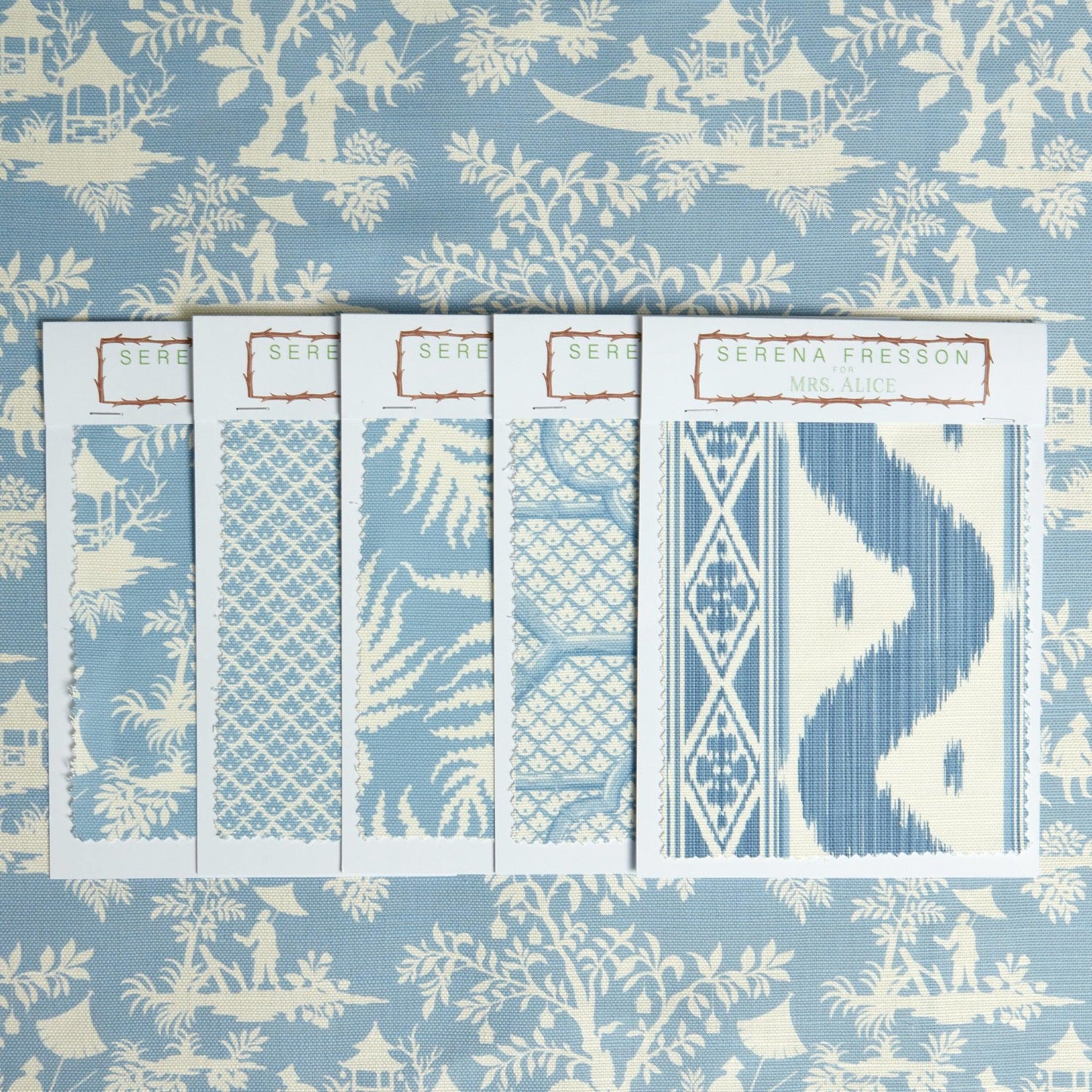Blue Pagoda Garden Fabric