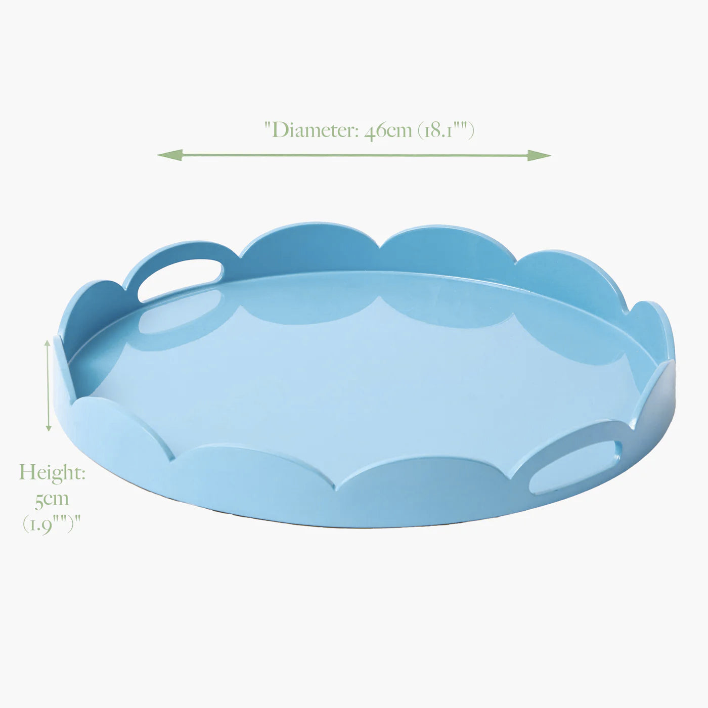 Blue Scalloped Lacquer Round Tray