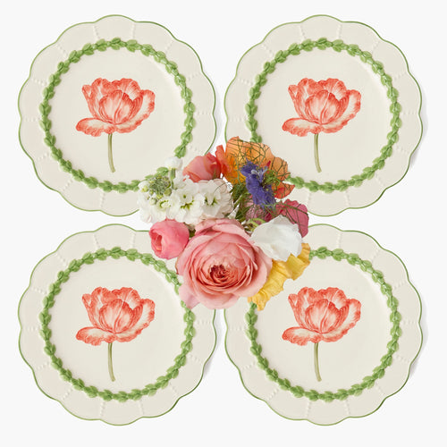 Green Laurel Tulip Dinner Plates (Set of 4)