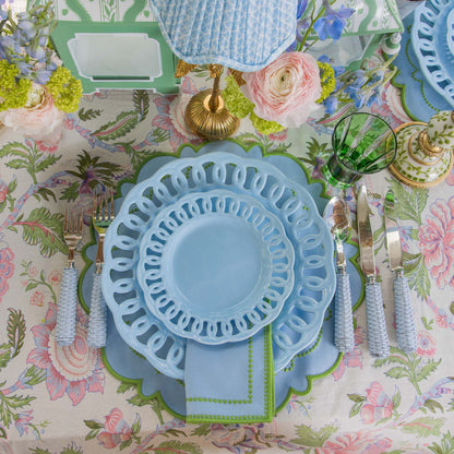 Soft Blue Lace Dinner & Starter Plates (Set of 8)