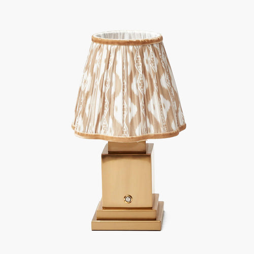 Square Rechargeable Lamp with Putty Ikat Shade (18cm)