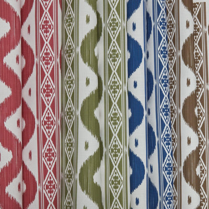 Cobalt Blue Ikat Stripe Fabric
