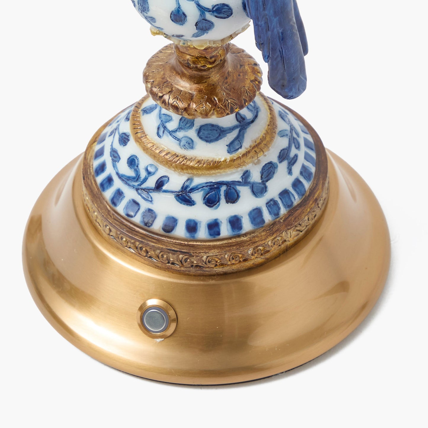 Blue Parrot Rechargeable Lamp with Chocolate Lotus Shade (18cm)