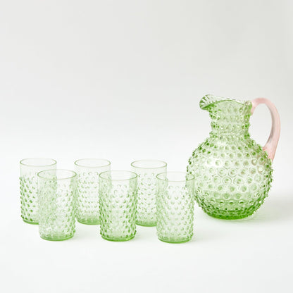 Emerald Hobnail Jug & Rose Handle