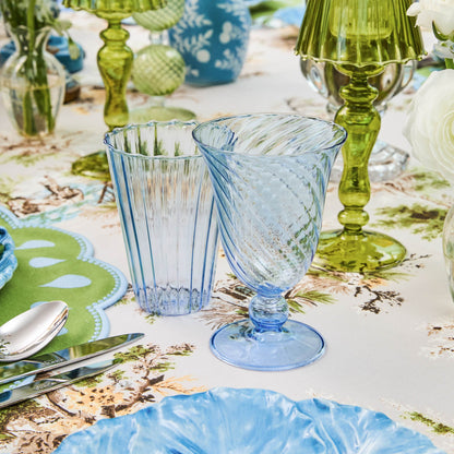Blue Fluted Water Glasses (Set of 4)