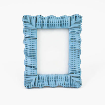 Blue Wicker Photo Frames (Set of 2)