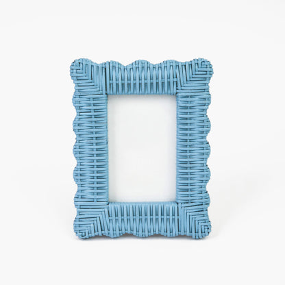 Blue Wicker Photo Frames (Set of 2)