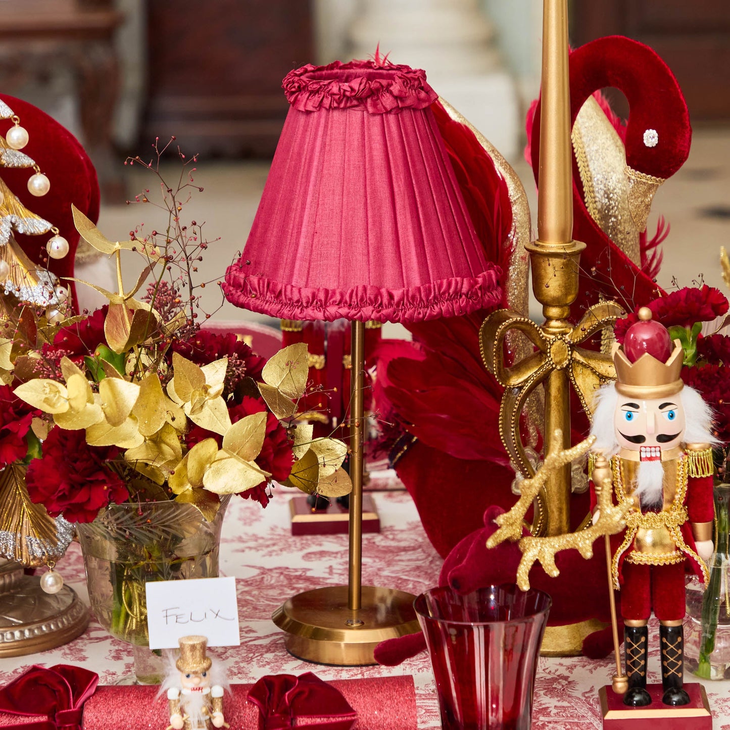 Burgundy Frilled Silk Lampshade (18cm)