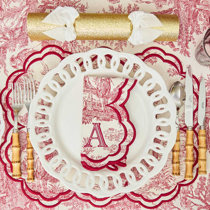 Burgundy Claudette Toile Placemats (Set of 4)