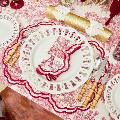 Burgundy Claudette Toile Placemats (Set of 4)