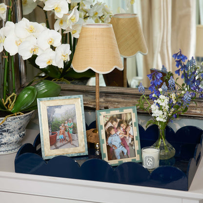 Navy Blue Lacquer Scalloped Tray