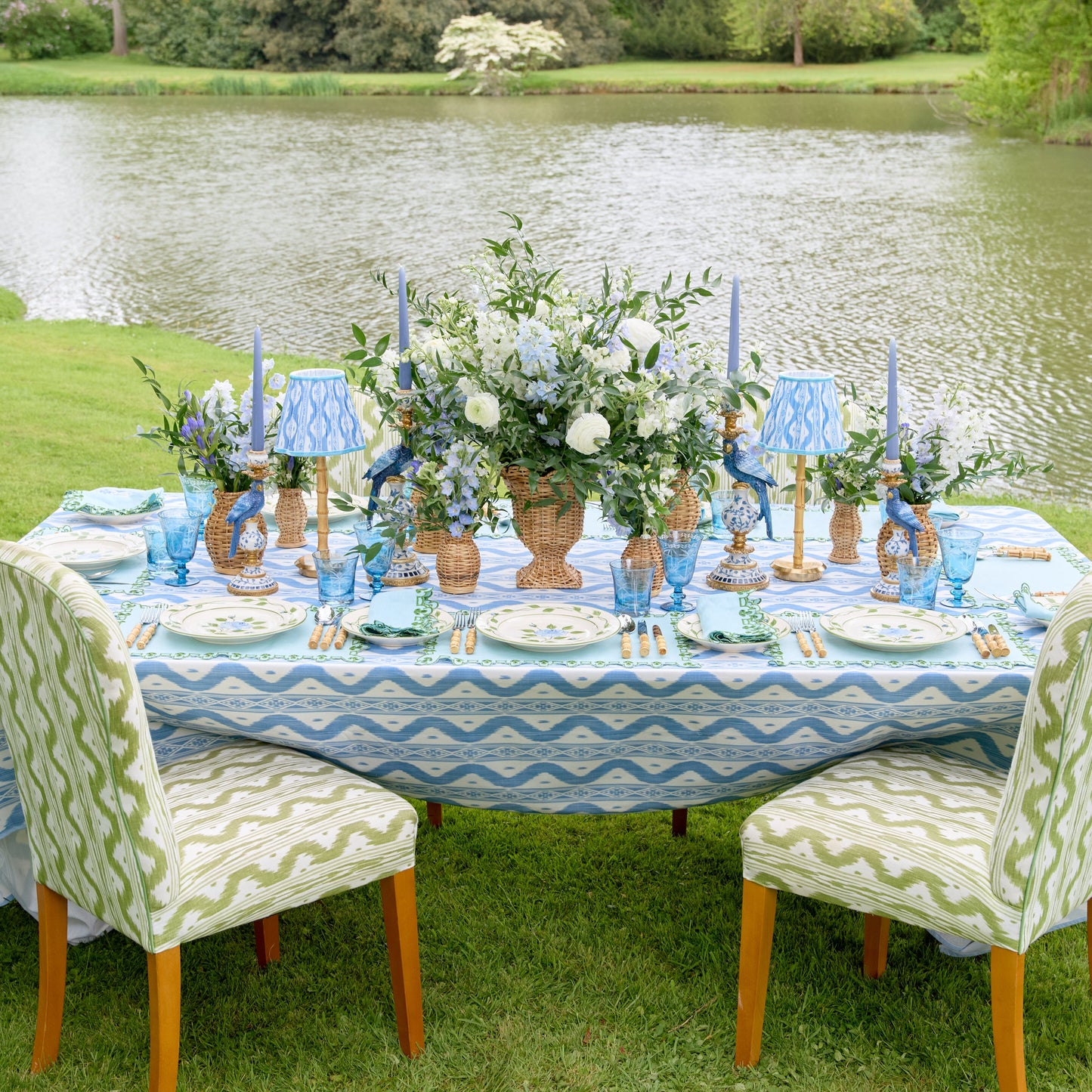 Blue Ikat Tablecloth