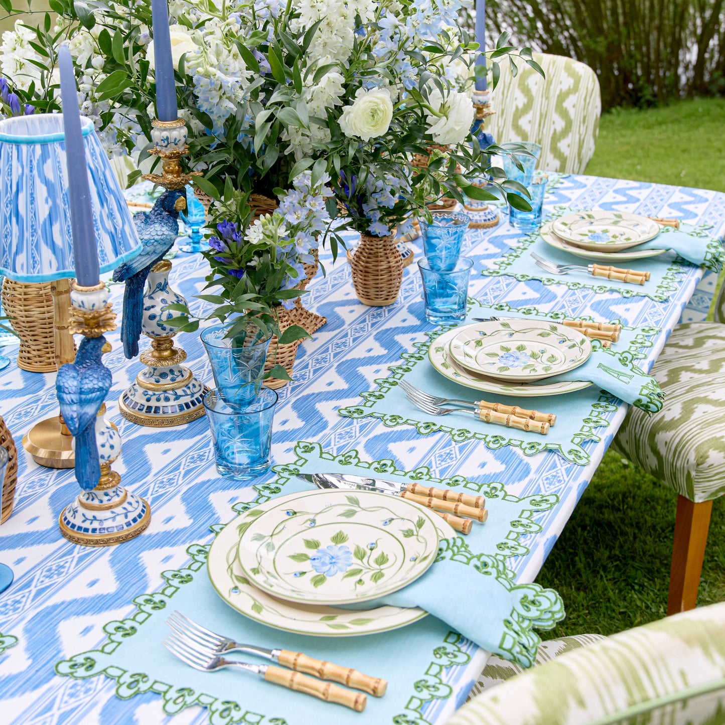 Blue & Green Sophia Waxed Placemats (Set of 4)