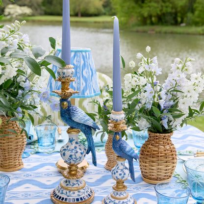Small Blue Parrot Candle Holder (Pair)