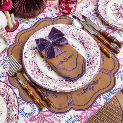 Purple Velvet Napkin Bows (Set of 4)