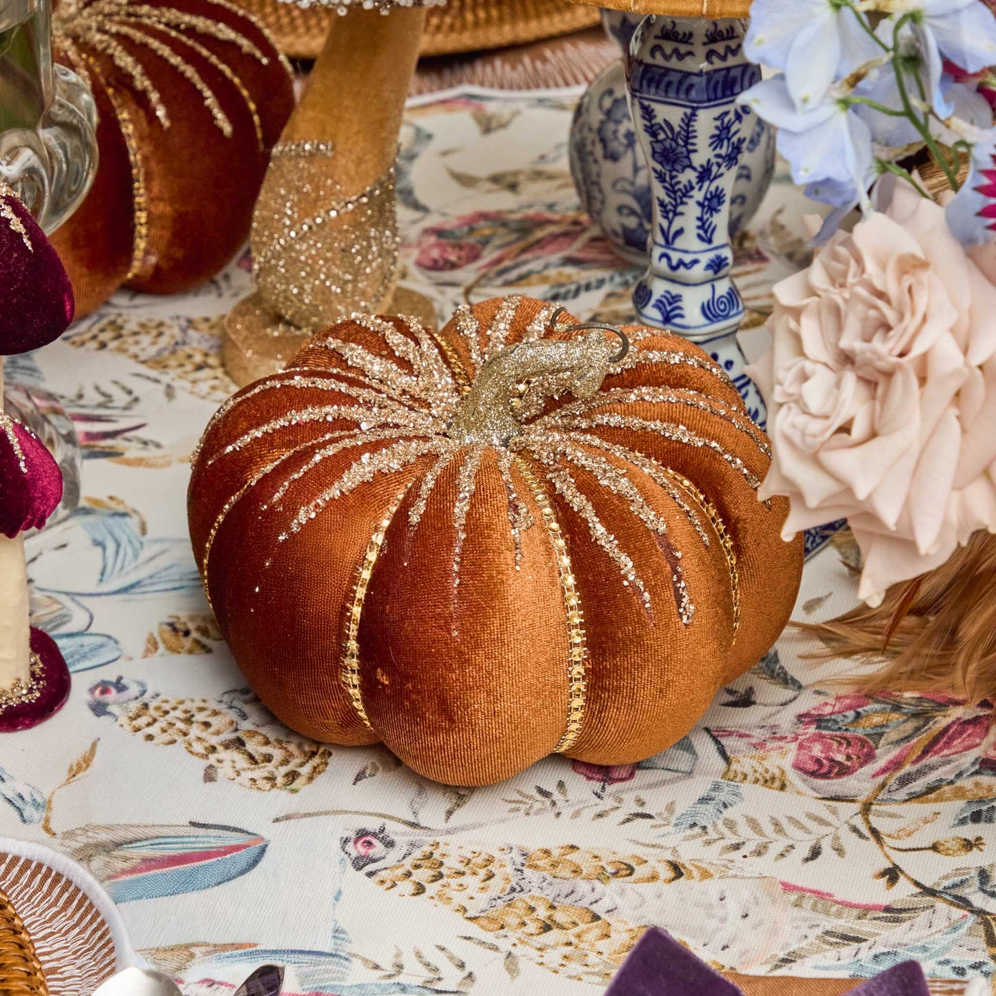 Burnt Caramel Velvet Pumpkins (Set of 4)