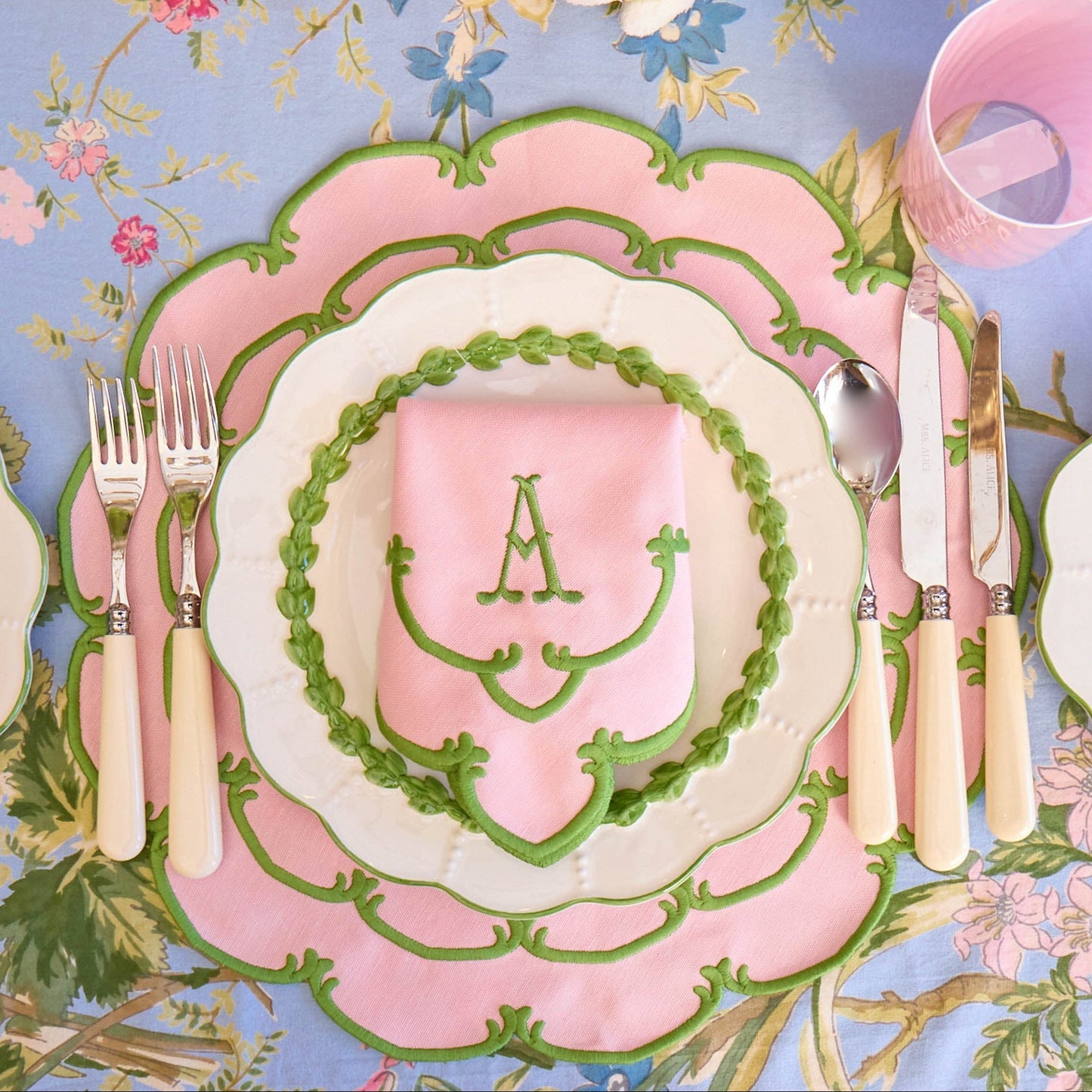 Pink & Green Amanda Napkins (Set of 4)