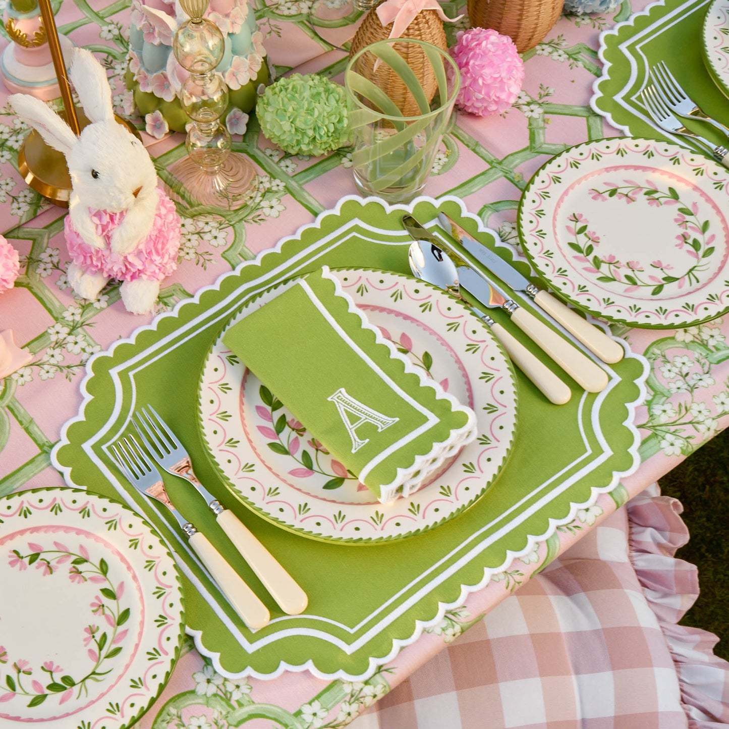 Green Louisa Placemats & Napkins (Set of 4)
