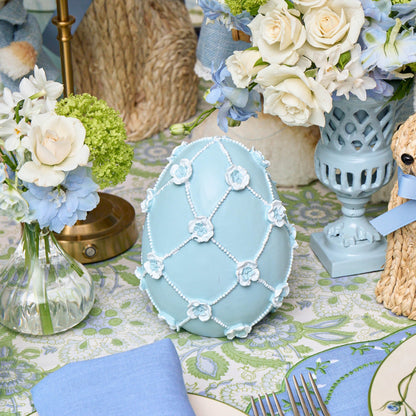 Small Blue Floral Trellis Easter Egg (Pair) - 17cm