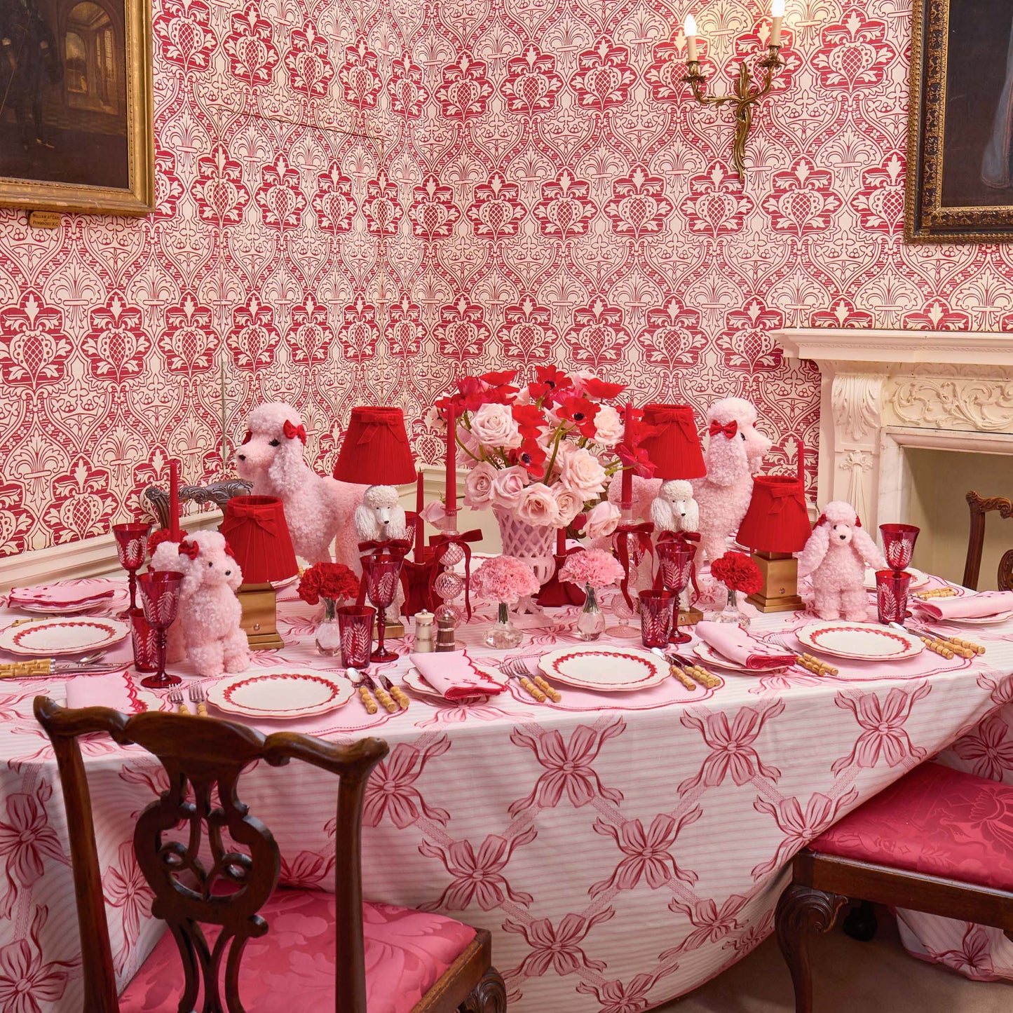 Pink & Red Lily Placemats & Napkins (Set of 4)
