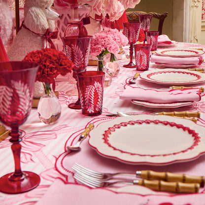 Brigitte Red Garland Engraved Glassware (Set of 8)
