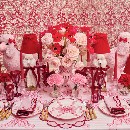 Audrey Pink & Red Bow Dinner Plates (Set of 4)