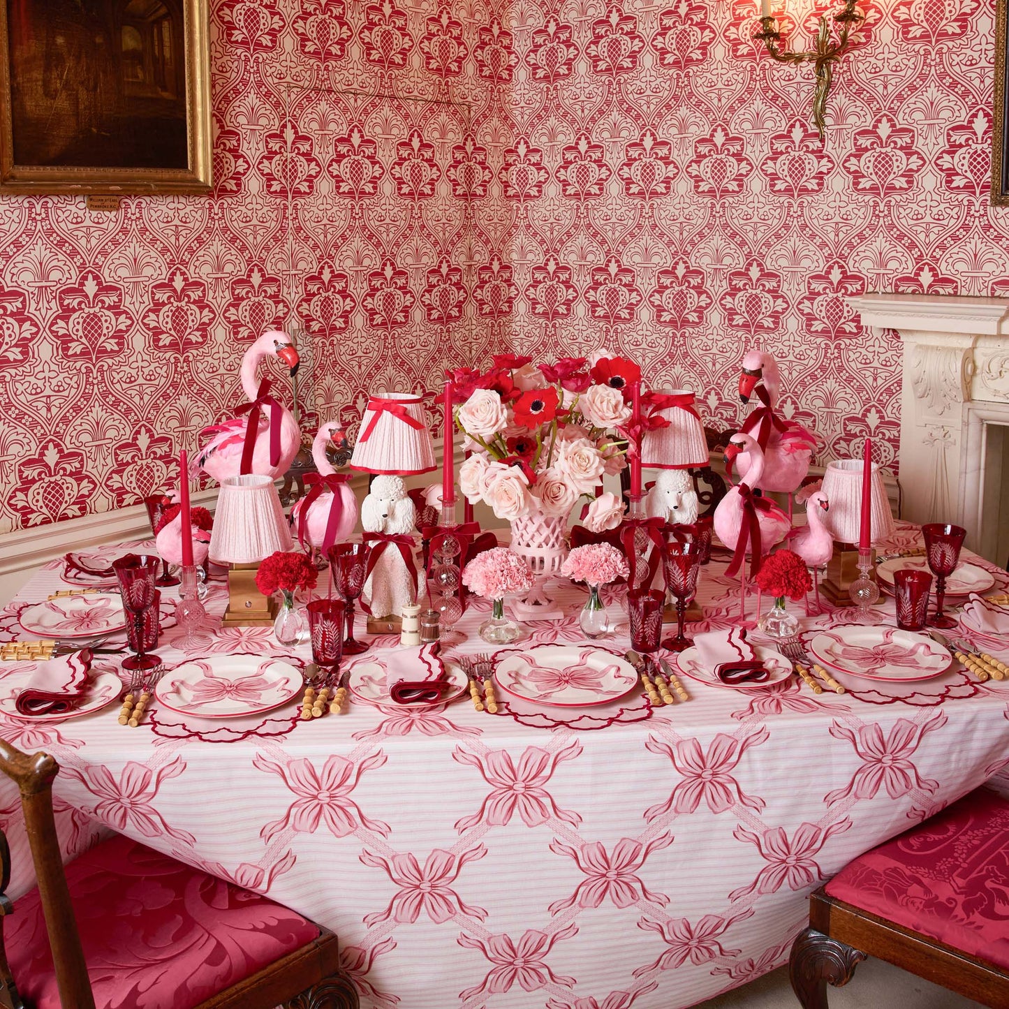 Pink & Red Lily Placemats & Napkins (Set of 4)