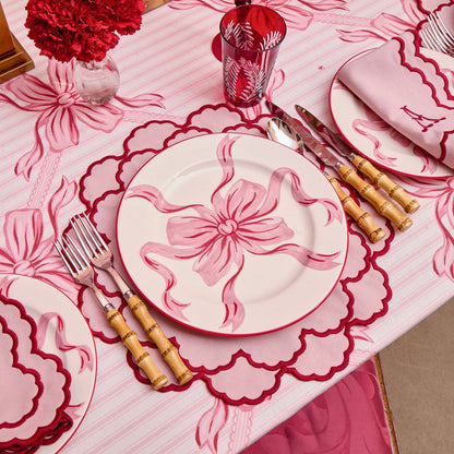 Audrey Pink & Red Bow Dinner Plate