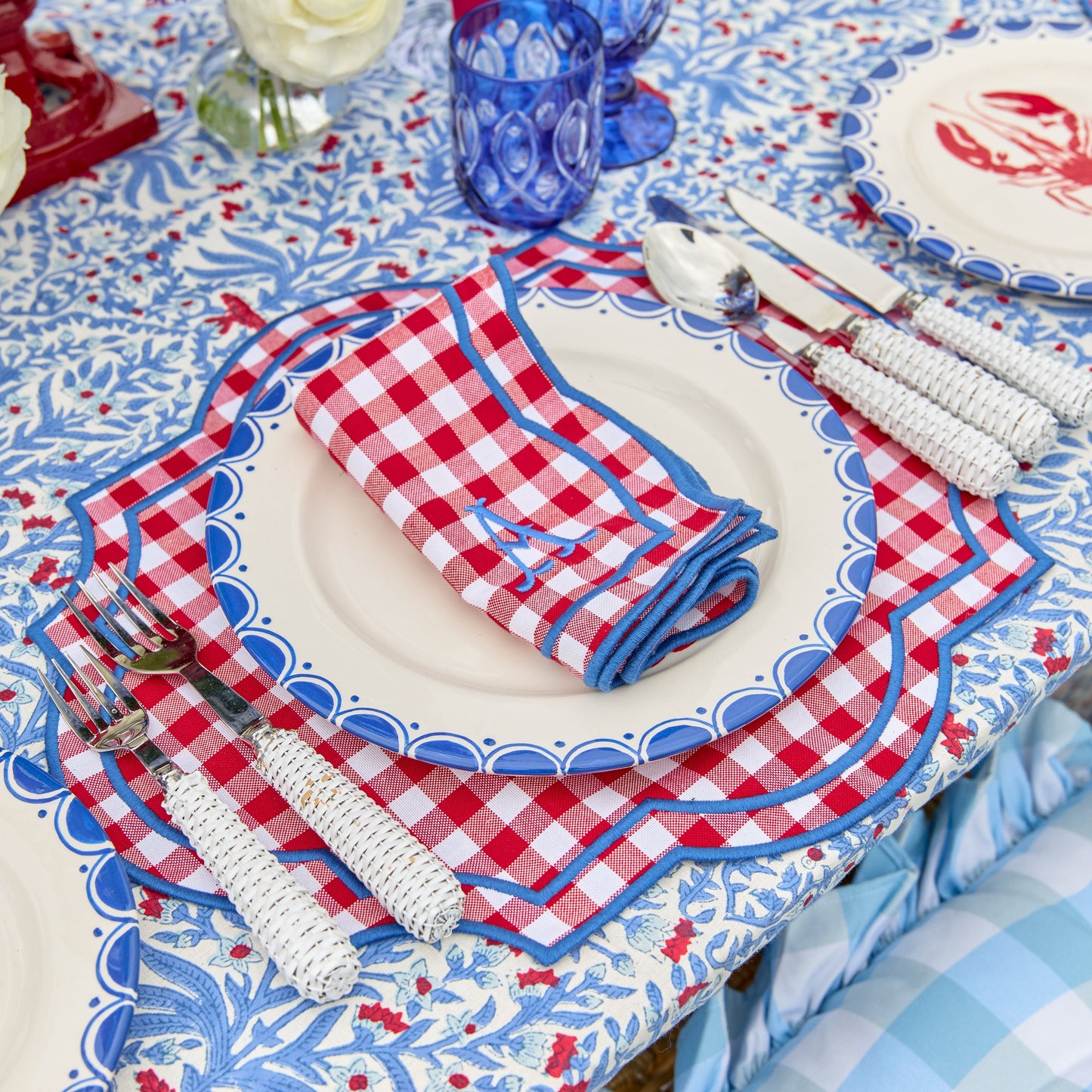 Red Gingham Felix Placemats & Napkins (Set of 4)