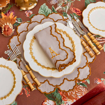 Taupe & Mustard Lily Placemats & Napkins (Set of 4)
