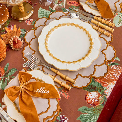 Taupe & Mustard Lily Placemats & Napkins (Set of 4)