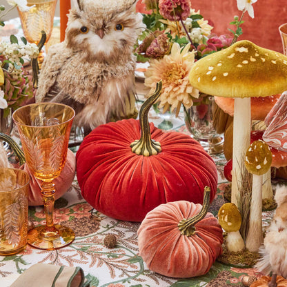 Large Burnt Orange Velvet Pumpkins (Set of 4)