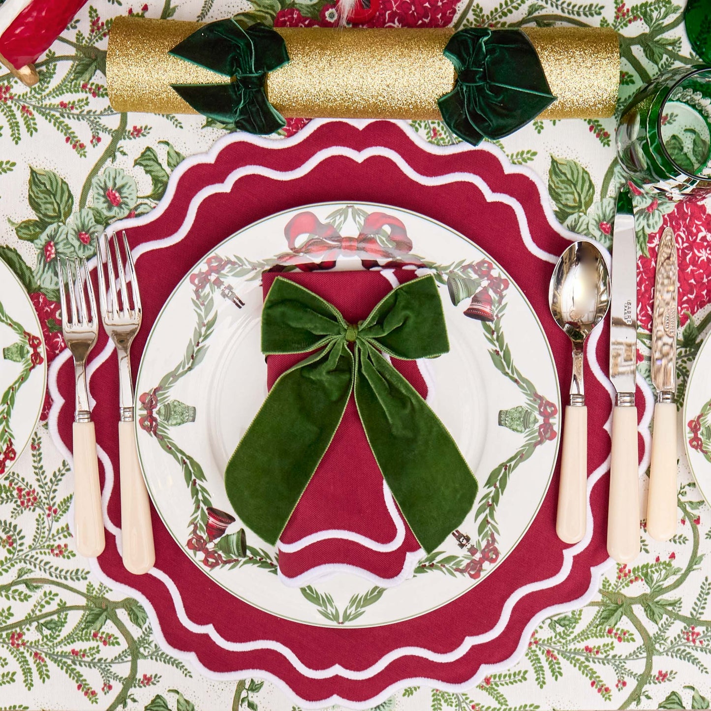 Berry Red Katherine Placemats & Napkins (Set of 4)