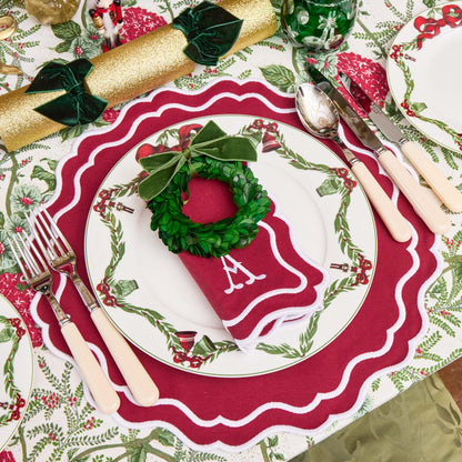Berry Red Katherine Placemats & Napkins (Set of 4)