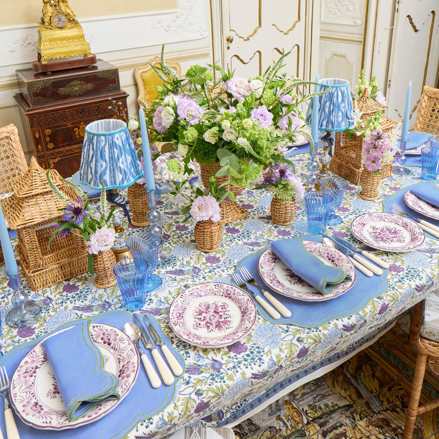 Bluebell & Green Eloise Linen Placemats & Napkins (Set of 4)
