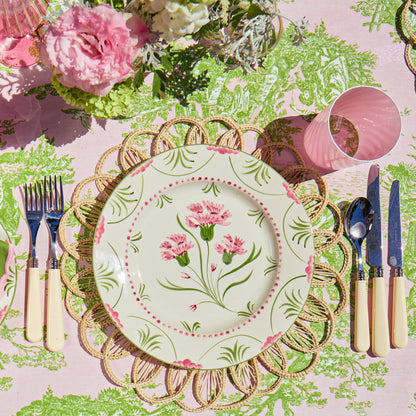 Pink & Green Ottilie Toile Tablecloth