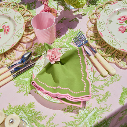Pink & Green Ottilie Toile Tablecloth