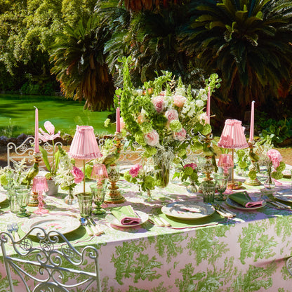 Pink & Green Ottilie Toile Tablecloth