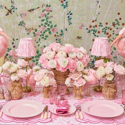Pink Basketweave Dinner Plates (Set of 4)