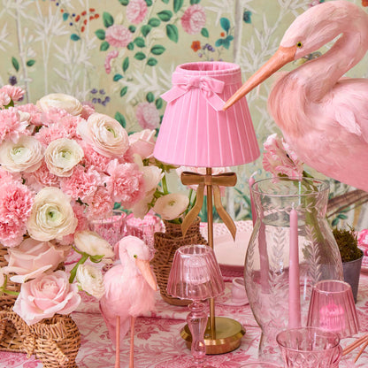 Tall Marilyn Bow Rechargeable Lamp with Pink Velvet Bow Shade (18cm)