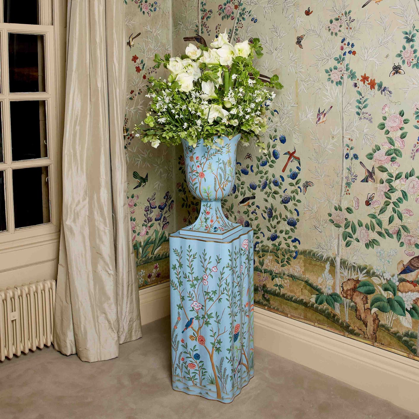 Blue Chinoiserie Tole Urn